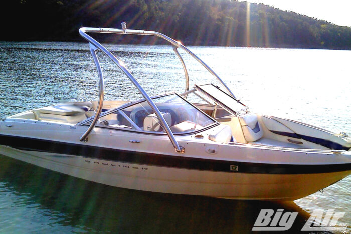 Bayliner boat with a Big Air Ice Tower in polished finish