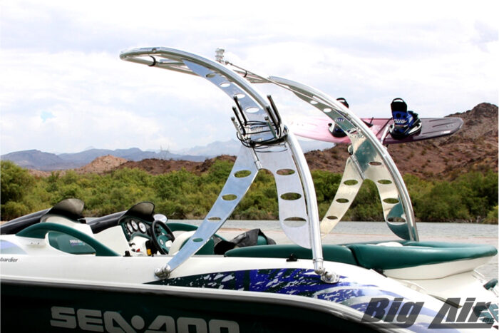 Sea Doo boat with Big Air Wave tower in polished finish