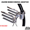 Big Air Razor Rotating Swivel Rack Adapter in polished finish option mounted on Big Air Razor Wake Rack