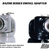 Big Air Razor Rotating Swivel Rack Adapter in both polished and black finish options