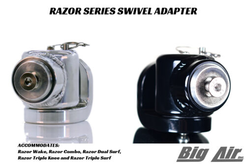 Big Air Razor Rotating Swivel Rack Adapter in both polished and black finish options