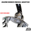 Big Air Razor Rotating Swivel Rack Adapter in polished finish option mounted on Big Air Razor Wake Rack