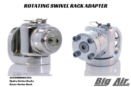 Big Air Razor and Hydro Rotating Swivel Rack Adapter in polished finish
