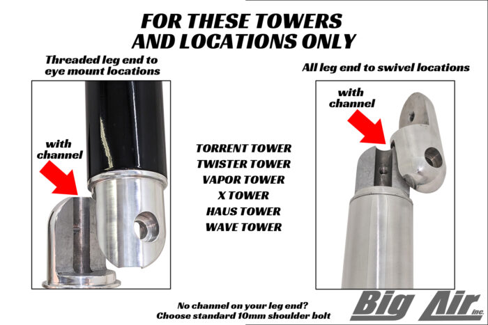 location for long shoulder bolt on Big Air Towers