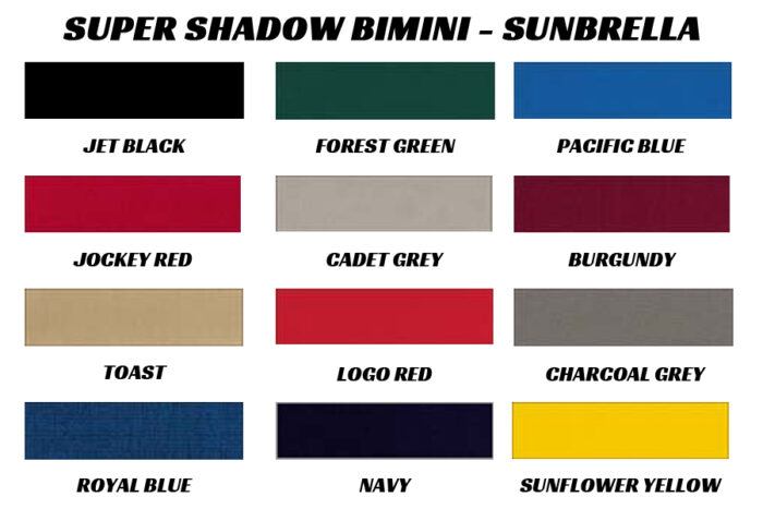 Chart of all bimini canvas color options