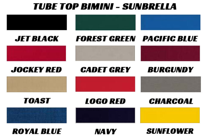 Tube Top Sunbrella color chart