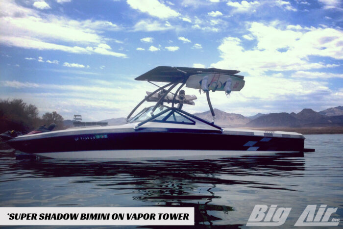 Centurian elite boat with a Big Air Vapor tower and Super Shadow Bimini