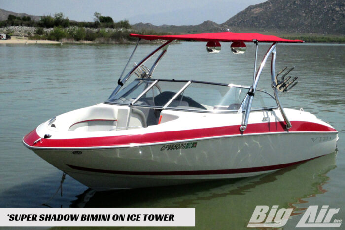 VIP Vantage 205 boat with an installed Big Air Ice tower and Big Air Super Shadow Bimini