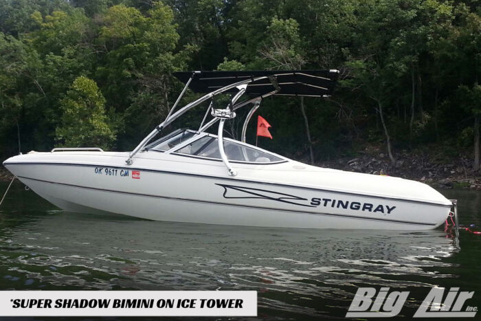 Stingray Boat with an installed Big Air Ice tower and Super Shadow Bimini