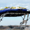 Close up photo of a Four Winns boat with a Big Air Cuda tower and Tube Top bimini mounted on it