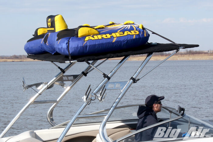 Four Winns boat with a Big Air Cuda tower and Tube Top bimini mounted on it