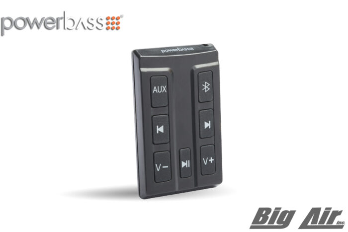 product display image showing PowerBass wireless remote on a white background.