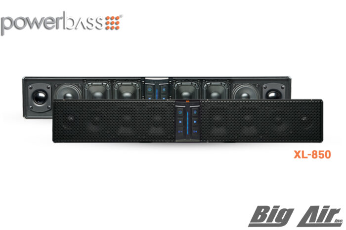 product display image showing PowerBass XL-850 sound bar on a white background.