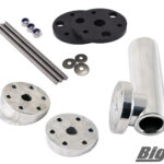 product photo of the big air hull mounted flag holder showing all parts that are included in the box. Flag holder, wedges, and mounting hardware