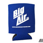 blue collapsible can koozie with Big Air logo on the front in white